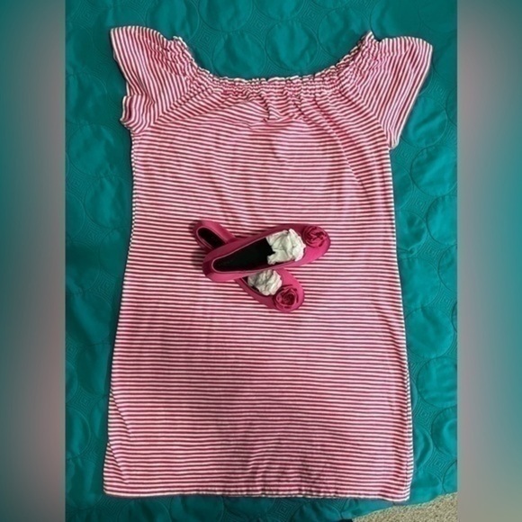 Fioni pink satin ballet flats rosette toe size 5 - Picture 10 of 10